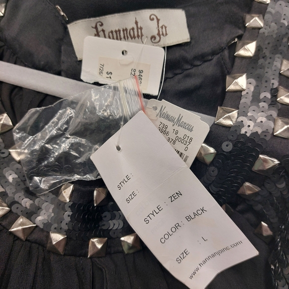 Hannah Jo Silk studded sequin embellished Sleeveless Top L Whimsigoth Grunge - Picture 12 of 13